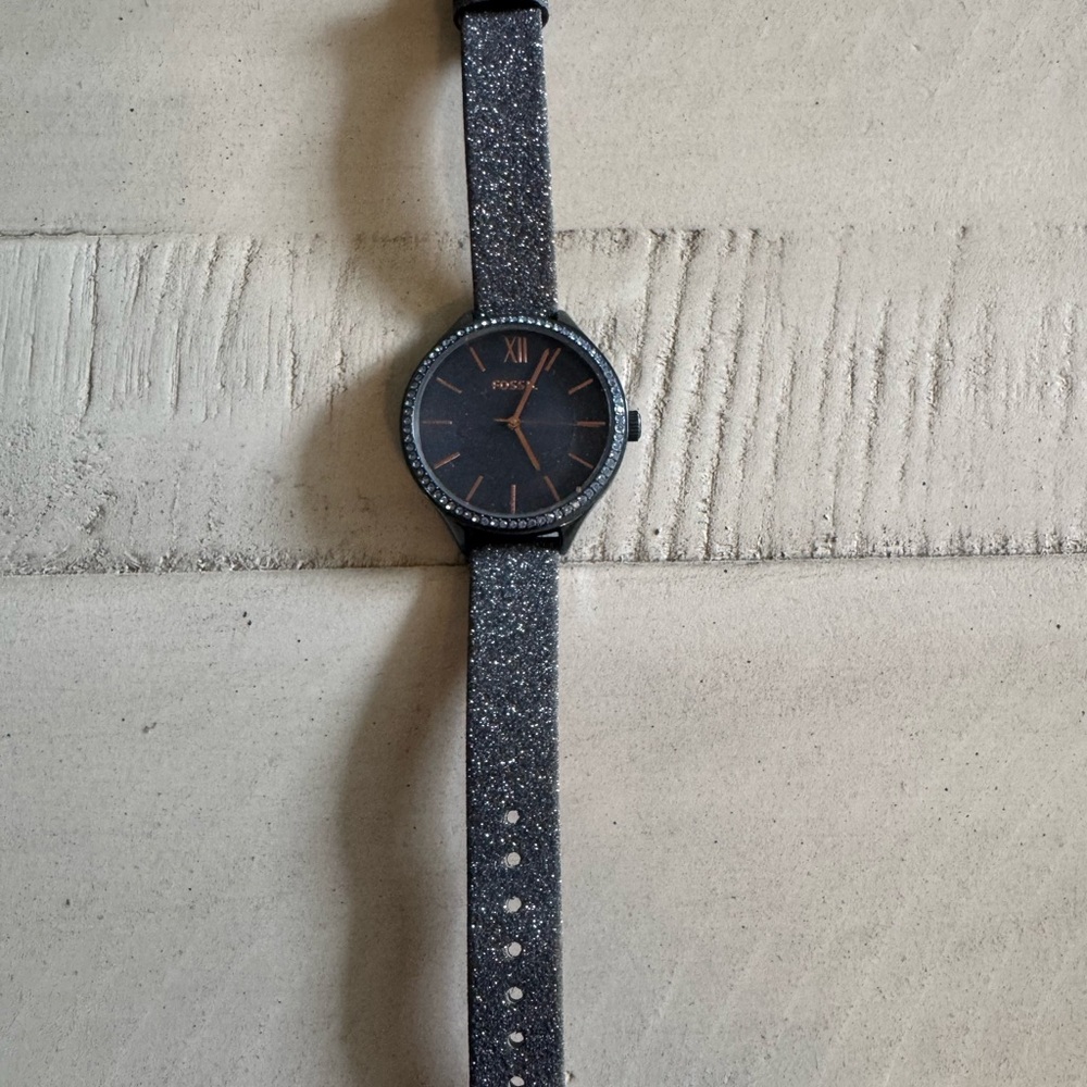 Fossil Glitter Strap Watch with Crystal Bezel